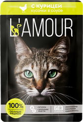 Корм консервированный для кошек L’AMOUR с курицей в соусе, 75г, картинка