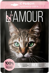 Корм консервированный для кошек L’AMOUR с рыбой в соусе, 75г, вид