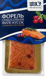 Форель слабосоленая NORTON Клюква-Брусника, филе-кусок, 130г, детальное фото