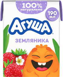 Молочный коктейль детский АГУША Земляника 2%, без змж, 190мл, детальное фото