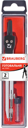 Готовальня BRAUBERG Architect, 2 предмета: циркуль 13,5см, грифель, Арт. 210321, фотография