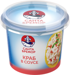 Паста рыбная САНТА БРЕМОР Краб в сливочном соусе с мясом крабовым (имитация), 150г, крупный план