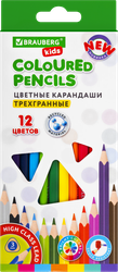 Карандаши цветные ПИФАГОР Котик, классические заточенные пластиковые, 12 цветов, Арт. 181340, 12шт, крупный план