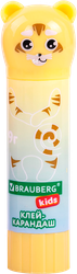 Клей-карандаш BRAUBERG Kids Пастельные зверята: мышка, тигр, бегемот, Арт. 271140, 9г, изображение