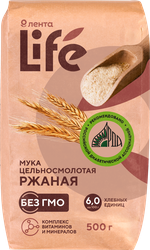 Мука ржаная ЛЕНТА LIFE цельносмолотая, 500г, детальное фото