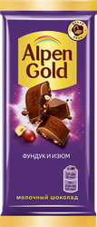 Шоколад ALPEN GOLD с фундуком и изюмом, 80г, детальное фото