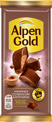 Шоколад молочный ALPEN GOLD с начинкой со вкусом капучино, 80г, картинка
