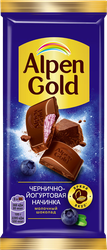 Шоколад молочный ALPEN GOLD с чернично-йогуртовой начинкой, 80г, фотография