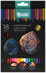 Карандаши цветные SCHOOLFORMAT Дикая планета, 18 цветов, трехгранные, Арт. КЦ18-ДП, изображение