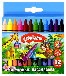 Карандаши восковые CREATIVIKI 12 цветов, круглые, 8мм, Арт. КВ12КР, фото