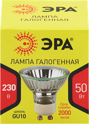 Лампа галогенная ЭРА GU10-JCDR (MR16)-50W-230V GU10 50Вт софит, теплый белый свет, Арт. C0027386, изображение