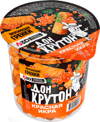 Гренки пшеничные ДОН КРУТОН со вкусом красной икры, 130г, детальное фото