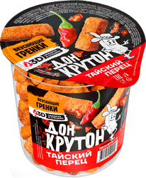 Гренки пшеничные ДОН КРУТОН со вкусом тайского перца, 130г, крупный план