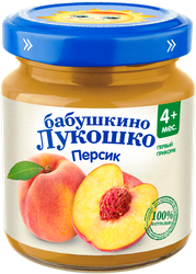 Пюре фруктовое БАБУШКИНО ЛУКОШКО Персик, с 4 месяцев, 100г, крупный план