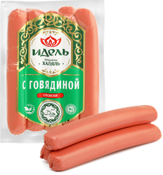 Сосиски ИДЕЛЬ с говядиной Халяль, 380г, крупный план