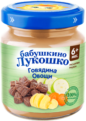 Пюре мясо-овощное БАБУШКИНО ЛУКОШКО Рагу овощное с говядиной, с 6 месяцев, 100г, детальное фото