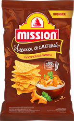 Чипсы кукурузные MISSION со вкусом лисичек со сметаной, 150г, крупный план