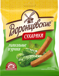 Сухарики ржано-пшеничные ВОРОНЦОВСКИЕ со вкусом малосольных огурчиков, 120г, изображение