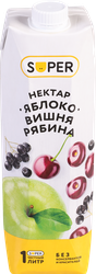 Нектар SUPER Яблоко, вишня, рябина, 1л, изображение