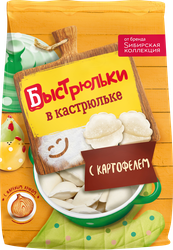 Вареники SИБИРСКАЯ КОЛЛЕКЦИЯ Быстрюльки в кастрюльке, с картофелем, 700г, крупный план
