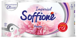 Туалетная бумага SOFFIONE Imperial Peony 4-слоя с ароматом пионов, 8шт, крупный план