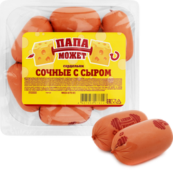 Сардельки ПАПА МОЖЕТ Сочные с сыром, 300г, картинка