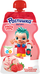 Йогурт питьевой РАСТИШКА Земляничное мороженое 2,6%, без змж, 70г, крупный план