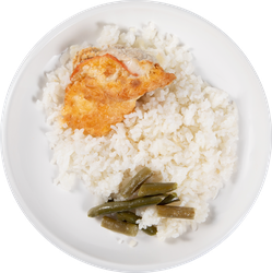 Мясо По-французски с рисом, 250г, крупный план
