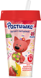 Йогурт питьевой РАСТИШКА Бананово-клубничное мороженое 2,8%, без змж, 190г, вид