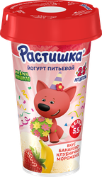 Йогурт питьевой РАСТИШКА Бананово-клубничное мороженое 2,8%, без змж, 190г, крупный план