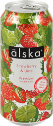 Сидр ALSKA фруктовый со вкусом клубники и лайма 4,0%, 0.44л, фотография