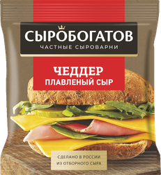 Сыр плавленый СЫРОБОГАТОВ Чеддер 40%, слайсы, без змж, 130г, детальное фото