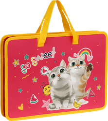 Папка ARTSPACE Sweet cats, А4, пластик, на молнии, с ручками, Арт. 350246, детальное фото