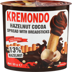 Паста ореховая KREMONDO с хлебными палочками, 55г, вид