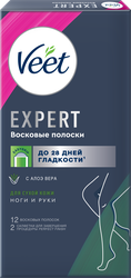 Восковые полоски VEET Expert для сухой кожи, 12шт, детальное фото
