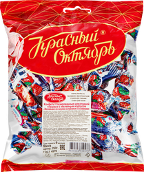 Конфеты желейные КРАСНЫЙ ОКТЯБРЬ Клубника со сливками, 250г, крупный план