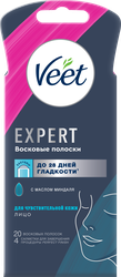 Восковые полоски для лица VEET Expert для чувствительной кожи, 20шт, детальное фото