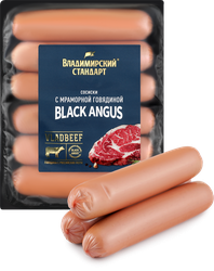 Сосиски ВЛАДИМИРСКИЙ СТАНДАРТ Black Angus с мраморной говядиной, 450г, детальное фото