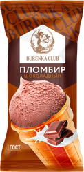 Мороженое BURЁNKA CLUB Пломбир шоколадный 15%, без змж, вафельный стаканчик, 80г, фотография