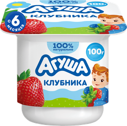 Творог детский АГУША фруктовый с клубникой 3,9%, с 6 месяцев, без змж, 100г, крупный план