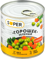 Горошек зеленый SUPER с морковью, 400г, фото