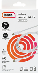 Кабель LENTEL Type-C-Type-C, 1м, 5А, 60Вт, Арт. MUT51C01, изображение
