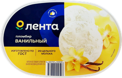 Мороженое ЛЕНТА Пломбир ванильный без змж 15%, контейнер, 400г, изображение