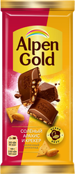 Шоколад молочный ALPEN GOLD с соленым арахисом и крекером, 80г, фото