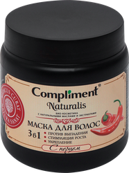 Маска для волос COMPLIMENT Naturalis 3в1, с перцем, против выпадения, стимуляция роста, укрепление, 500мл, вид