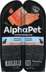 Изображение товара Корм влажный для кошек ALPHAPET Superpemium паштет с лососем, 80г