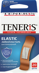 Лейкопластырь TENERIS Elastic бактерицидный с ионами серебра на тканевой основе, 20шт, вид
