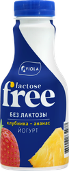 Йогурт питьевой VIOLA Free Клубника, ананас безлактозный 1,1%, без змж, 270г, изображение