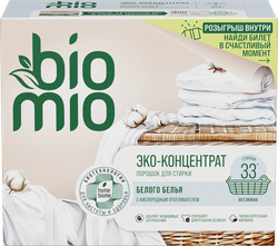Стиральный порошок для белого белья BIOMIO Bio-laundry Powder Whites с кислородным отбеливателем, концентрат, 1000г, вид
