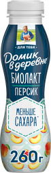 Изображение товара Продукт кисломолочный ДОМИК В ДЕРЕВНЕ Биолакт Персик 2,1%, без змж, 260г